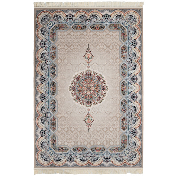 World Menagerie Gantz Shasi Hand Tufted Ivory/Blue/Brown Rug Wayfair